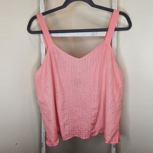 Eileen Fisher Cami NWT womens Large silk cotton blend flamingo pintuck